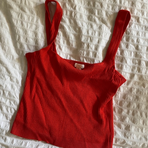 red ribbed tank top - Picture 1 of 2